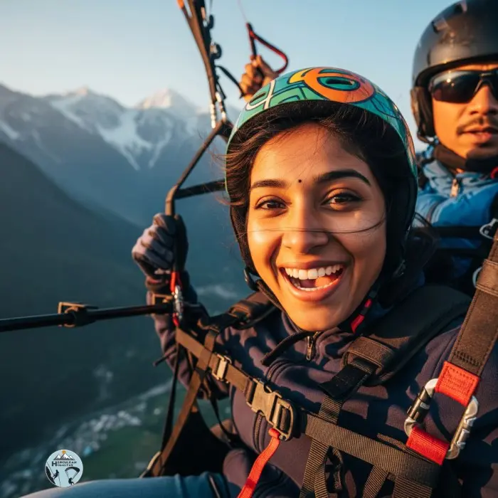 Tandem paragliding in Manali with stunning Himalayan mountain views
